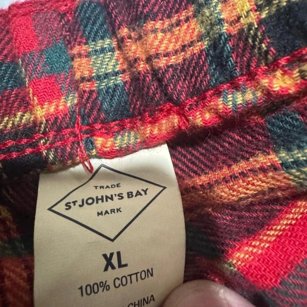 St John's Bay Red Flannel LS & Pants Pajama Set, Men's XL, Gift, Christmas #1130